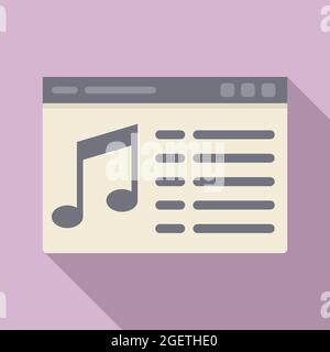 Web playlist icon flat vector. Play layout Stock Vector