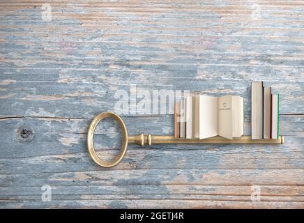 Keyring with open book key to knowledge Stock Photo