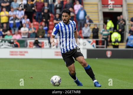 Rotherham, UK. 21st Aug, 2021. Massimo Luongo #21 of Sheffield Wednesday runs with the ball in Rotherham, United Kingdom on 8/21/2021. (Photo by Simon Whitehead/News Images/Sipa USA) Credit: Sipa USA/Alamy Live News Stock Photo