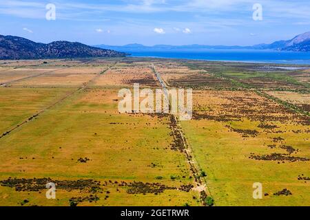 Aerial view of Butrint national park near Ksamil, Albania, Europe Stock Photo