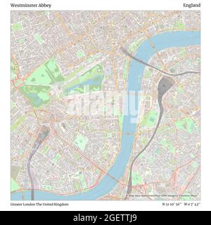 Westminster Abbey, Greater London, United Kingdom, England, N 51 29' 56'', W 0 7' 43'', map, Timeless Map published in 2021. Travelers, explorers and adventurers like Florence Nightingale, David Livingstone, Ernest Shackleton, Lewis and Clark and Sherlock Holmes relied on maps to plan travels to the world's most remote corners, Timeless Maps is mapping most locations on the globe, showing the achievement of great dreams Stock Photo