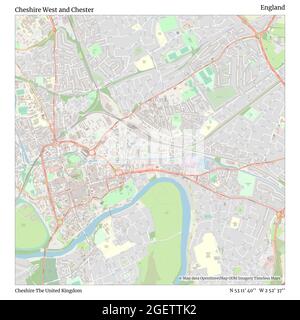 Cheshire West and Chester, Cheshire, United Kingdom, England, N 53 11' 40'', W 2 52' 37'', map, Timeless Map published in 2021. Travelers, explorers and adventurers like Florence Nightingale, David Livingstone, Ernest Shackleton, Lewis and Clark and Sherlock Holmes relied on maps to plan travels to the world's most remote corners, Timeless Maps is mapping most locations on the globe, showing the achievement of great dreams Stock Photo