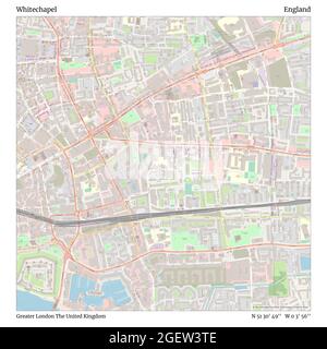 Whitechapel, Greater London, United Kingdom, England, N 51 30' 49'', W 0 3' 56'', map, Timeless Map published in 2021. Travelers, explorers and adventurers like Florence Nightingale, David Livingstone, Ernest Shackleton, Lewis and Clark and Sherlock Holmes relied on maps to plan travels to the world's most remote corners, Timeless Maps is mapping most locations on the globe, showing the achievement of great dreams Stock Photo