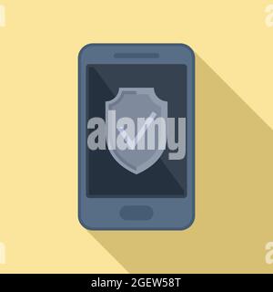 Smartphone protection icon flat vector. Online phone Stock Vector