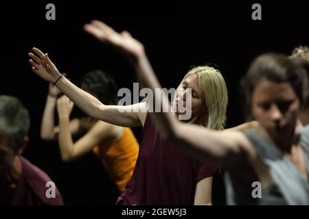 dancer hand gesture move with bg dancing jam intentionally with motion blur ond defocus bokeh Stock Photo