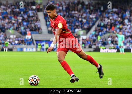 Brighton, UK. 21st Aug, 2021. Adam Masina of Watford about to cross the ball during the Premier League match between Brighton & Hove Albion and Watford at The Amex on August 21st 2021 in Brighton, England. (Photo by Jeff Mood/phcimages.com) Credit: PHC Images/Alamy Live News Stock Photo