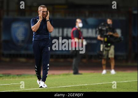 Empoli, Italy. 21st Aug, 2021. Aurelio Andreazzoli manager of Empoli FC gestures during Empoli FC vs SS Lazio, Italian football Serie A match in Empoli, Italy, August 21 2021 Credit: Independent Photo Agency/Alamy Live News Stock Photo