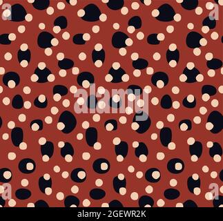 Seamless vector polkadots on the red background. Colorful pattern. Stock Vector