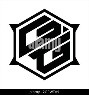 GG Logo monogram with hexagon and sharp shape design template Stock Vector