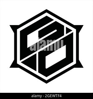 GO Logo monogram with hexagon and sharp shape design template Stock Vector