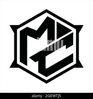 MC Logo monogram with hexagon and sharp shape design template Stock Vector