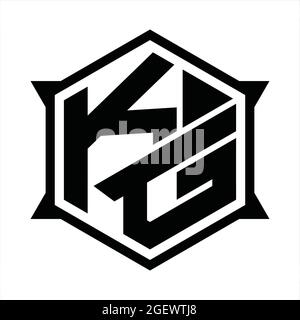 KG Logo monogram with hexagon and sharp shape design template Stock Vector