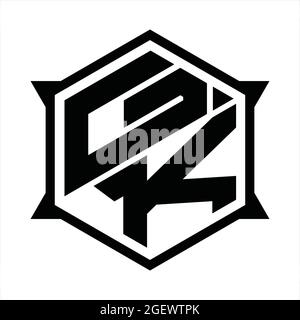 GK Logo monogram with hexagon and sharp shape design template Stock Vector