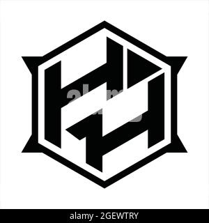 HH Logo monogram with hexagon and sharp shape design template Stock Vector