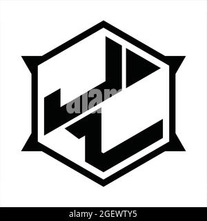 JL Logo monogram with hexagon and sharp shape design template Stock Vector