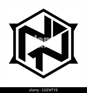 NN Logo monogram with hexagon and sharp shape design template Stock Vector