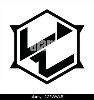 LL Logo monogram with hexagon and sharp shape design template Stock Vector