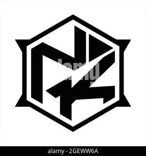 KN Logo monogram with hexagon and sharp shape design template Stock ...