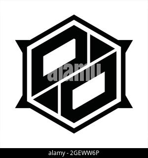 OO Logo monogram with hexagon and sharp shape design template Stock Vector