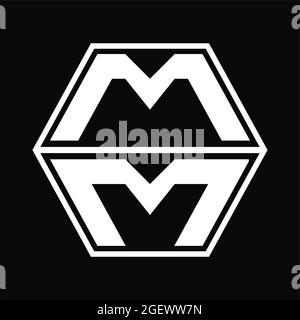 MM Logo monogram with hexagon and sharp shape design template Stock Vector