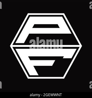 FP Logo monogram with hexagon and sharp shape design template Stock ...