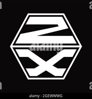 ZX Logo monogram with hexagon shape up and down blackground design template Stock Vector