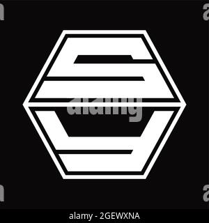 SY Logo monogram with hexagon shape up and down blackground design template Stock Vector