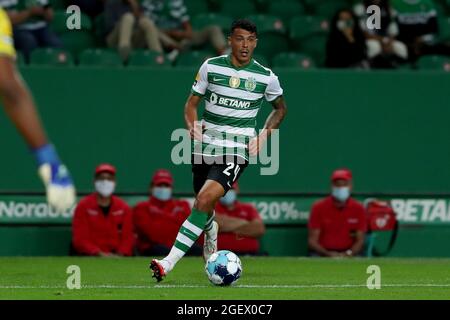 Lisbon, Portugal. 21st Aug, 2021. Pedro Porro of Sporting CP in action during the Portuguese League football match between Sporting CP and Belenenses SAD at Jose Alvalade stadium in Lisbon, Portugal on August 21, 2021. (Credit Image: © Pedro Fiuza/ZUMA Press Wire) Stock Photo