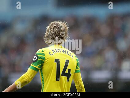 21st August 2021; Manchester City Stadium, Manchester, England, Premier League football, Manchester City versus Norwich; Todd Cantwell of Norwich City Stock Photo