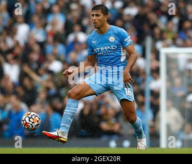 Manchester, England, 21st August 2021.  Rodrigo of Manchester City during the Premier League match at the Etihad Stadium, Manchester. Picture credit should read: Darren Staples / Sportimage Stock Photo