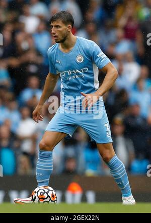 Manchester, England, 21st August 2021.  Ruben Dias of Manchester City during the Premier League match at the Etihad Stadium, Manchester. Picture credit should read: Darren Staples / Sportimage Stock Photo