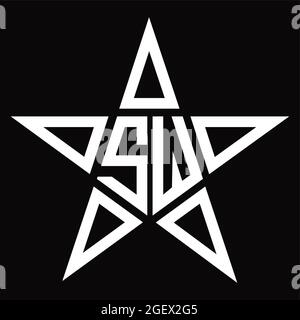 SW Logo monogram with star shape on blackground design template Stock Vector