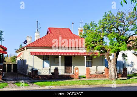 Historic charismatic house on quiet street of Bathurst town in regional outback Australia on a sunny day. Stock Photo