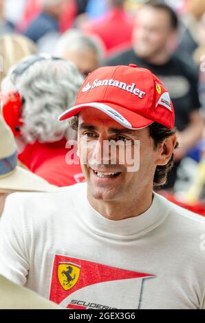 Pedro de la Rosa at Goodwood Festival of Speed motor racing event 2014. Spanish Ferrari Formula 1, Grand Prix racing driver Stock Photo