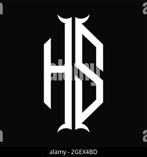 HS Logo monogram with horn shape isolated black and white design ...