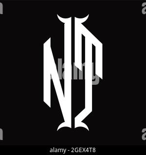 NT Logo monogram with horn shape design template Stock Vector