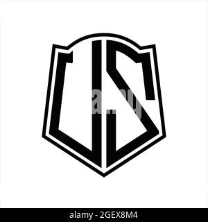 UZ Logo monogram with shield shape outline design template isolated in white background' Stock Vector