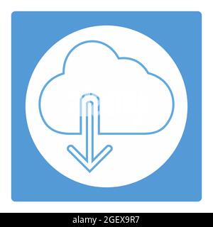 Icon Vector of Cloud with downward arrow - White Moon Style - simple illustration. Editable stroke. Design template vector.outline style design.Vector Stock Vector