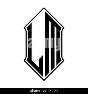 LM Logo monogram with shieldshape and black outline design template vector icon abstract Stock Vector