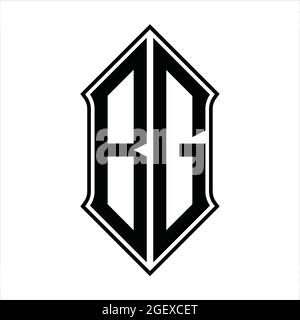 BG Logo monogram with shieldshape and black outline design template vector icon abstract Stock Vector