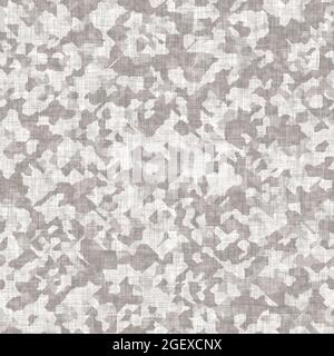 Seamless french neutral greige mottled farmhouse linen effect background. Provence grey white rustic washed out woven pattern texture. Shabby chic Stock Photo