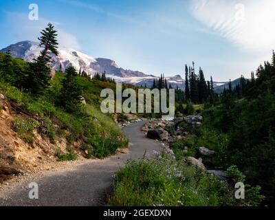 Mount Rainier Paradise Area Trail Stock Photo