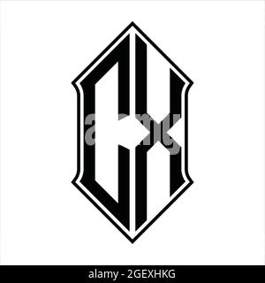 CX Logo monogram with shieldshape and black outline design template vector icon abstract Stock Vector