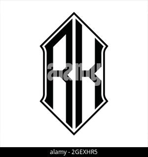 RK Logo monogram with shieldshape and black outline design template vector icon abstract Stock Vector