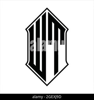 WT Logo monogram with shieldshape and black outline design template vector icon abstract Stock Vector