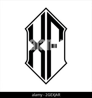 XF Logo monogram with shieldshape and black outline design template vector icon abstract Stock Vector