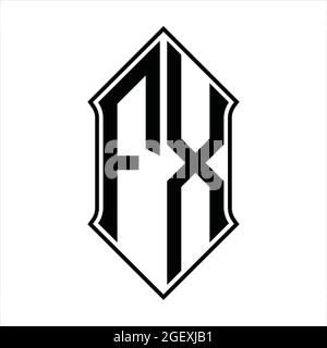 FX Logo monogram with shieldshape and black outline design template vector icon abstract Stock Vector