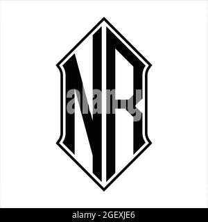 NR Logo monogram with shieldshape and black outline design template ...