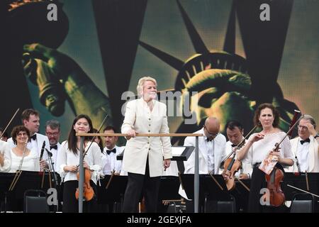 New York Philharmonic, on stage in attendance for WE LOVE NYC: The Homecoming Concert, Great Lawn in Central Park, New York, NY August 21, 2021. Photo By: Kristin Callahan/Everett Collection Stock Photo