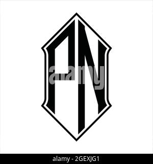 PN Logo monogram with shieldshape and black outline design template vector icon abstract Stock Vector